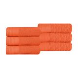 Turkish Cotton Jacquard Herringbone and Solid 6 Piece Hand Towel Set