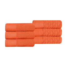 Turkish Cotton Jacquard Herringbone and Solid 6 Piece Hand Towel Set