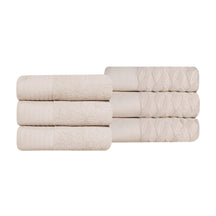 Turkish Cotton Jacquard Herringbone and Solid 6 Piece Hand Towel Set