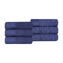 Turkish Cotton Jacquard Herringbone and Solid 6 Piece Hand Towel Set