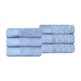 Turkish Cotton Jacquard Herringbone and Solid 6 Piece Hand Towel Set