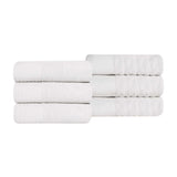 Turkish Cotton Jacquard Herringbone and Solid 6 Piece Hand Towel Set