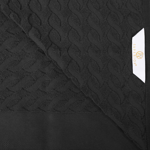 Turkish Cotton Jacquard Herringbone and Solid 8 Piece Towel Set