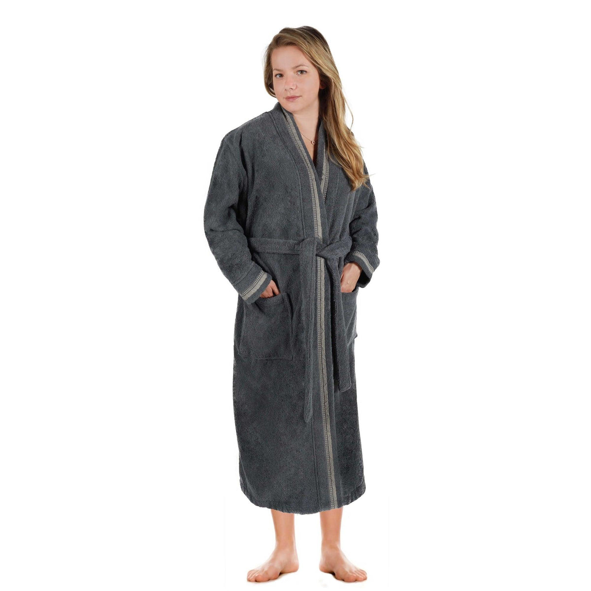 Turkish Cotton Terry Kimono Embroidered Super-Soft Unisex Bathrobe