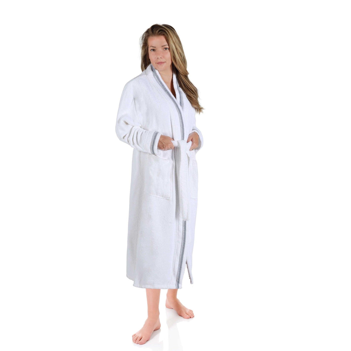Turkish Cotton Terry Kimono Embroidered Super-Soft Unisex Bathrobe