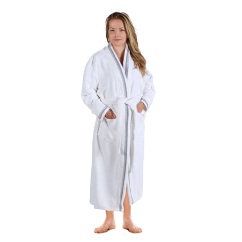 Turkish Cotton Terry Kimono Embroidered Super-Soft Unisex Bathrobe