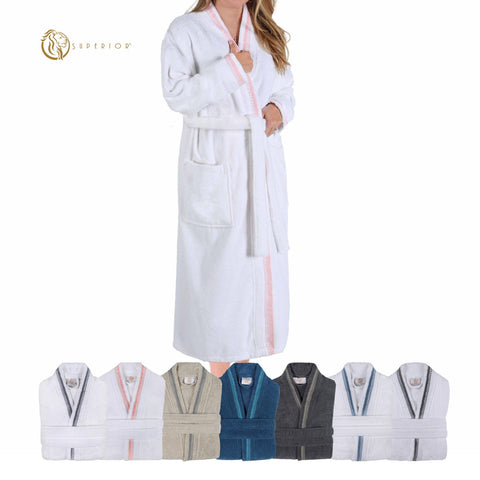 Turkish Cotton Terry Kimono Embroidered Super-Soft Unisex Bathrobe