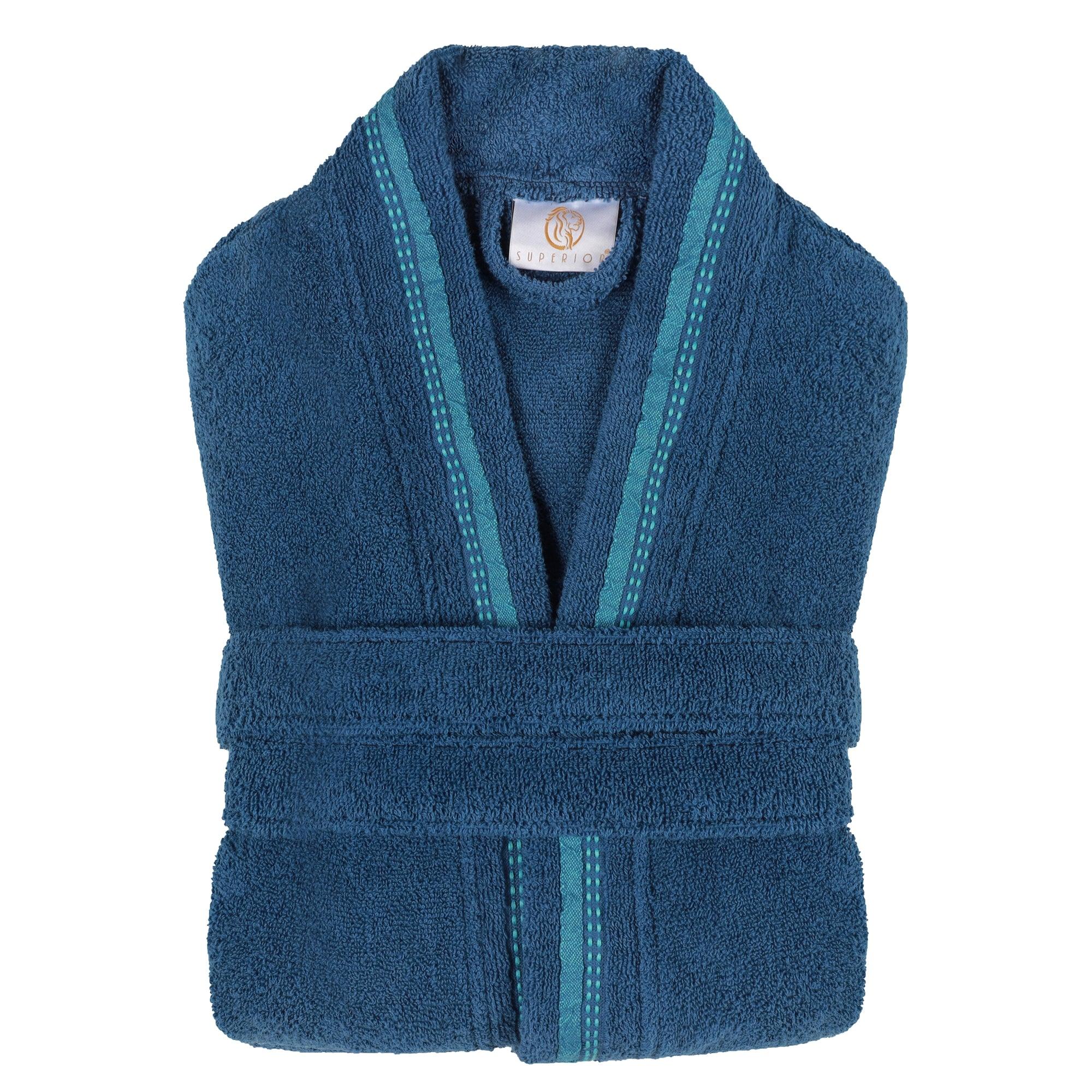 Turkish Cotton Terry Kimono Embroidered Super-Soft Unisex Bathrobe