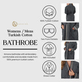 Turkish Cotton Terry Kimono Embroidered Super-Soft Unisex Bathrobe