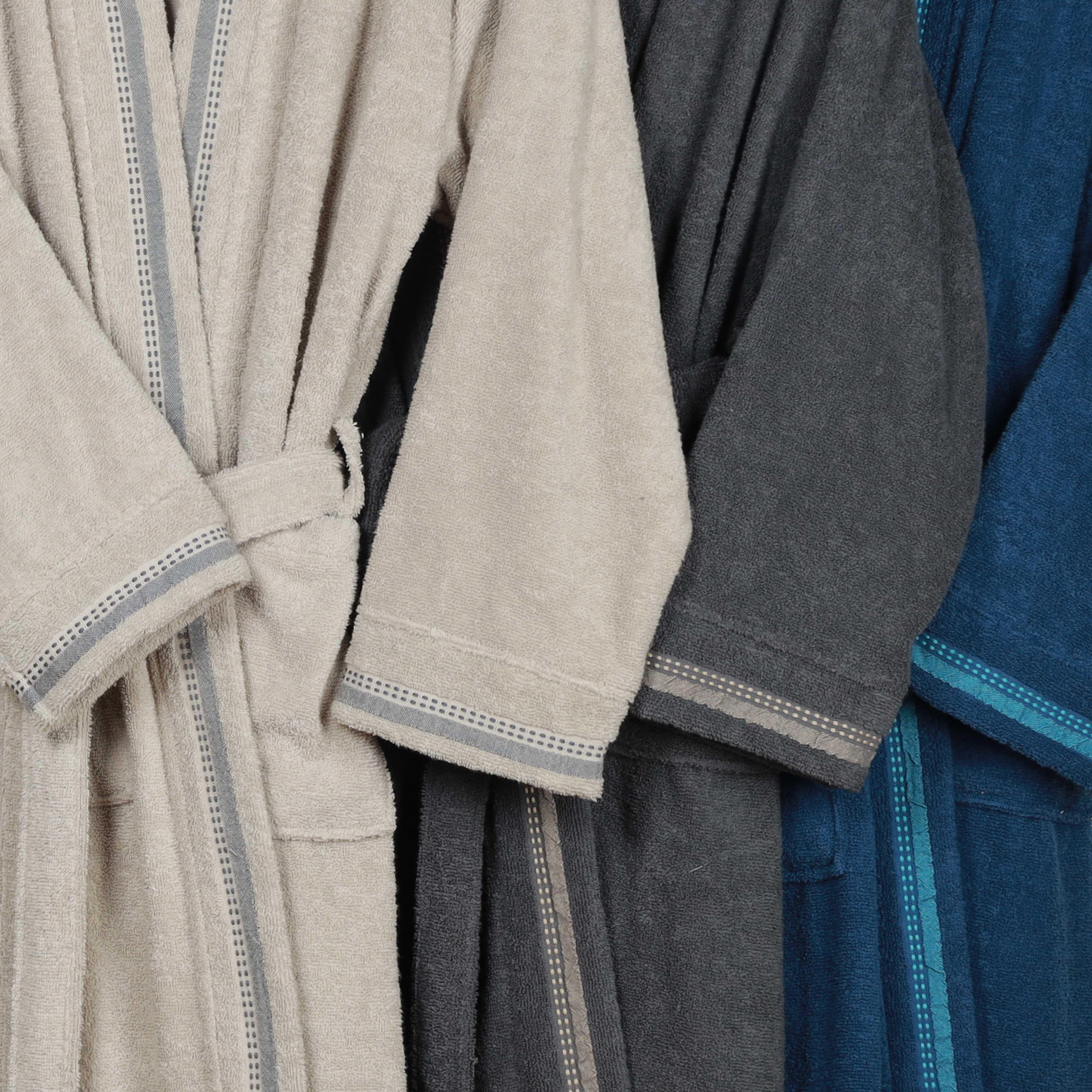 Turkish Cotton Terry Kimono Embroidered Super-Soft Unisex Bathrobe