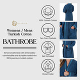 Turkish Cotton Terry Kimono Embroidered Super-Soft Unisex Bathrobe