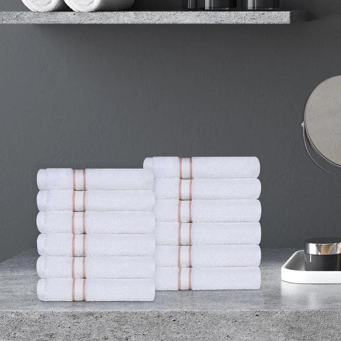 Turkish Cotton Ultra Plush Absorbent Solid 12-Piece Face Towel Set