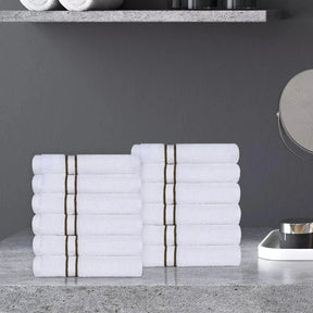 Turkish Cotton Ultra Plush Absorbent Solid 12-Piece Face Towel Set