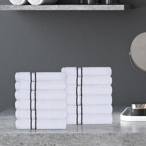 Turkish Cotton Ultra Plush Absorbent Solid 12-Piece Face Towel Set