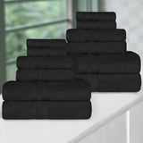 Ultra-Soft Cotton Absorbent Quick-Drying 12 Piece Assorted Towel Set
