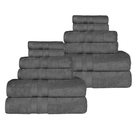 Ultra-Soft Cotton Absorbent Quick-Drying 12 Piece Assorted Towel Set