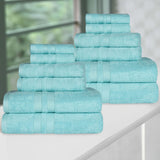 Ultra-Soft Cotton Absorbent Quick-Drying 12 Piece Assorted Towel Set
