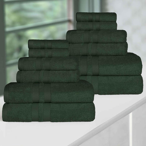 Ultra-Soft Cotton Absorbent Quick-Drying 12 Piece Assorted Towel Set