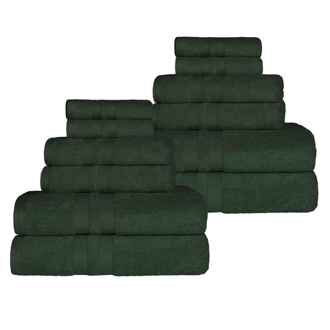 Ultra-Soft Cotton Absorbent Quick-Drying 12 Piece Assorted Towel Set
