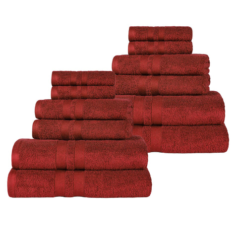 Ultra-Soft Cotton Absorbent Quick-Drying 12 Piece Assorted Towel Set