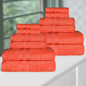 Ultra-Soft Cotton Absorbent Quick-Drying 12 Piece Assorted Towel Set