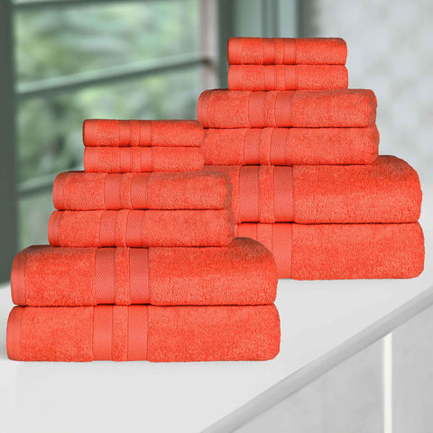 Ultra-Soft Cotton Absorbent Quick-Drying 12 Piece Assorted Towel Set