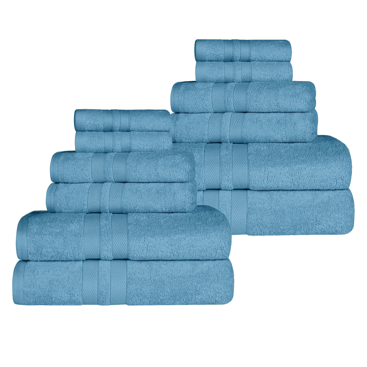Ultra-Soft Cotton Absorbent Quick-Drying 12 Piece Assorted Towel Set