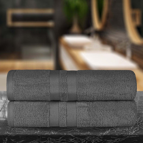 Ultra-Soft Cotton Absorbent Quick-Drying Solid Bath Sheet Set of 2