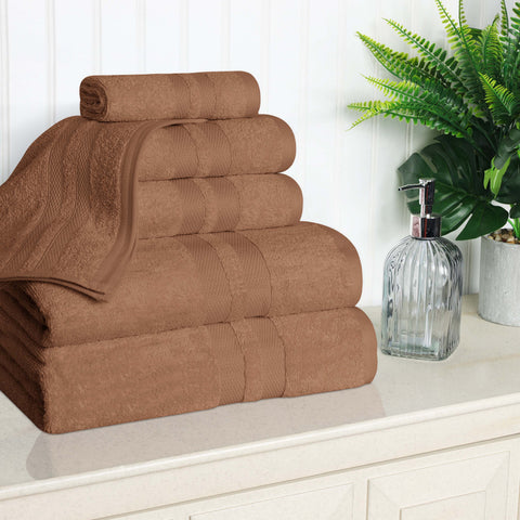 Ultra Soft Cotton Absorbent Solid Assorted 6 Piece Towel Set