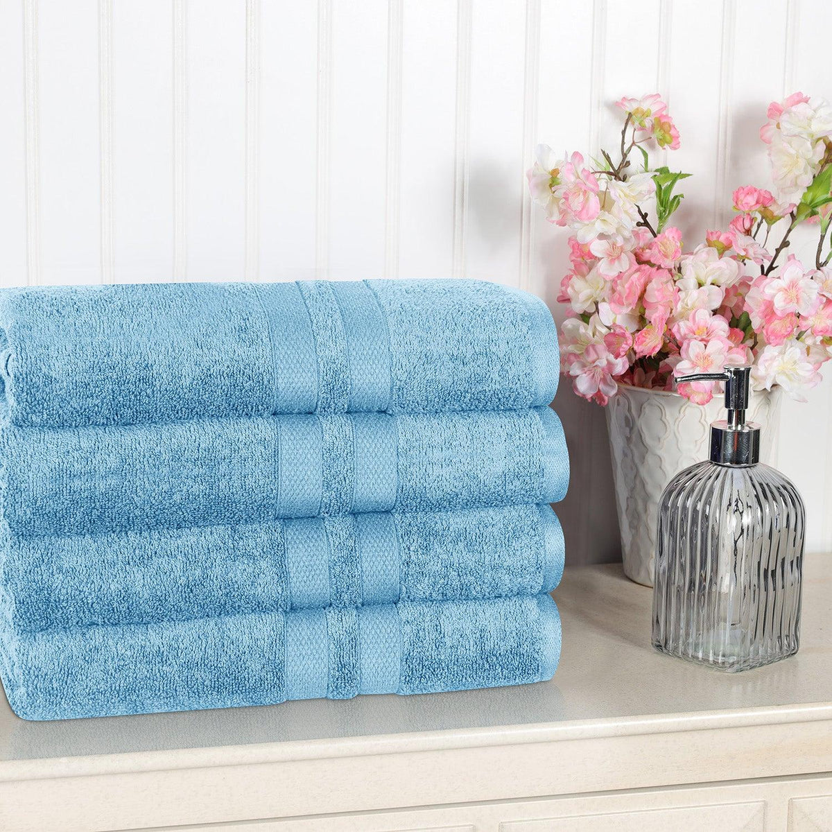 Ultra Soft Cotton Absorbent Solid Bath Towel Set of 4