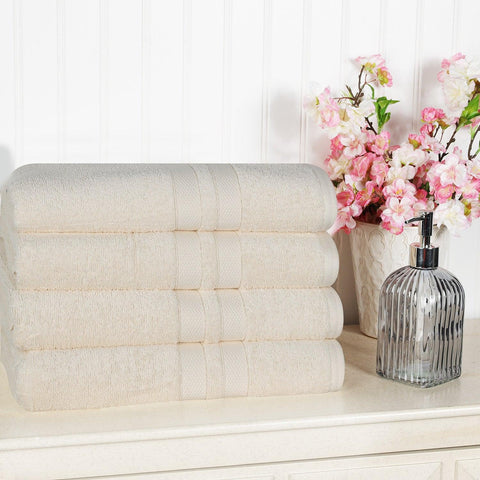 Ultra Soft Cotton Absorbent Solid Bath Towel Set of 4