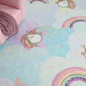 Unicorn Colorful Rainbow Playroom Kids Rugs Indoor Area Rug
