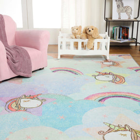 Unicorn Colorful Rainbow Playroom Kids Rugs Indoor Area Rug