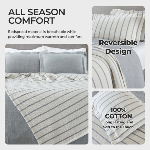 Valencia Cotton Reversible Medium Weight Matelasse Bedspread Set