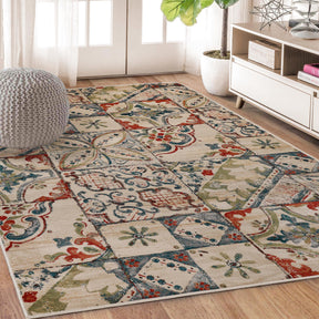 Vanessa Vintage Floral Patchwork Indoor Area Rug Or Runner Rug