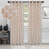 Venetian Damask Jacquard Grommet Traditional Curtain Panel Set
