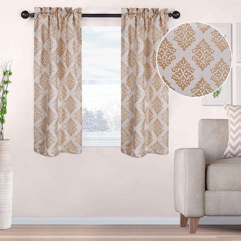 Venetian Damask Jacquard Grommet Traditional Curtain Panel Set