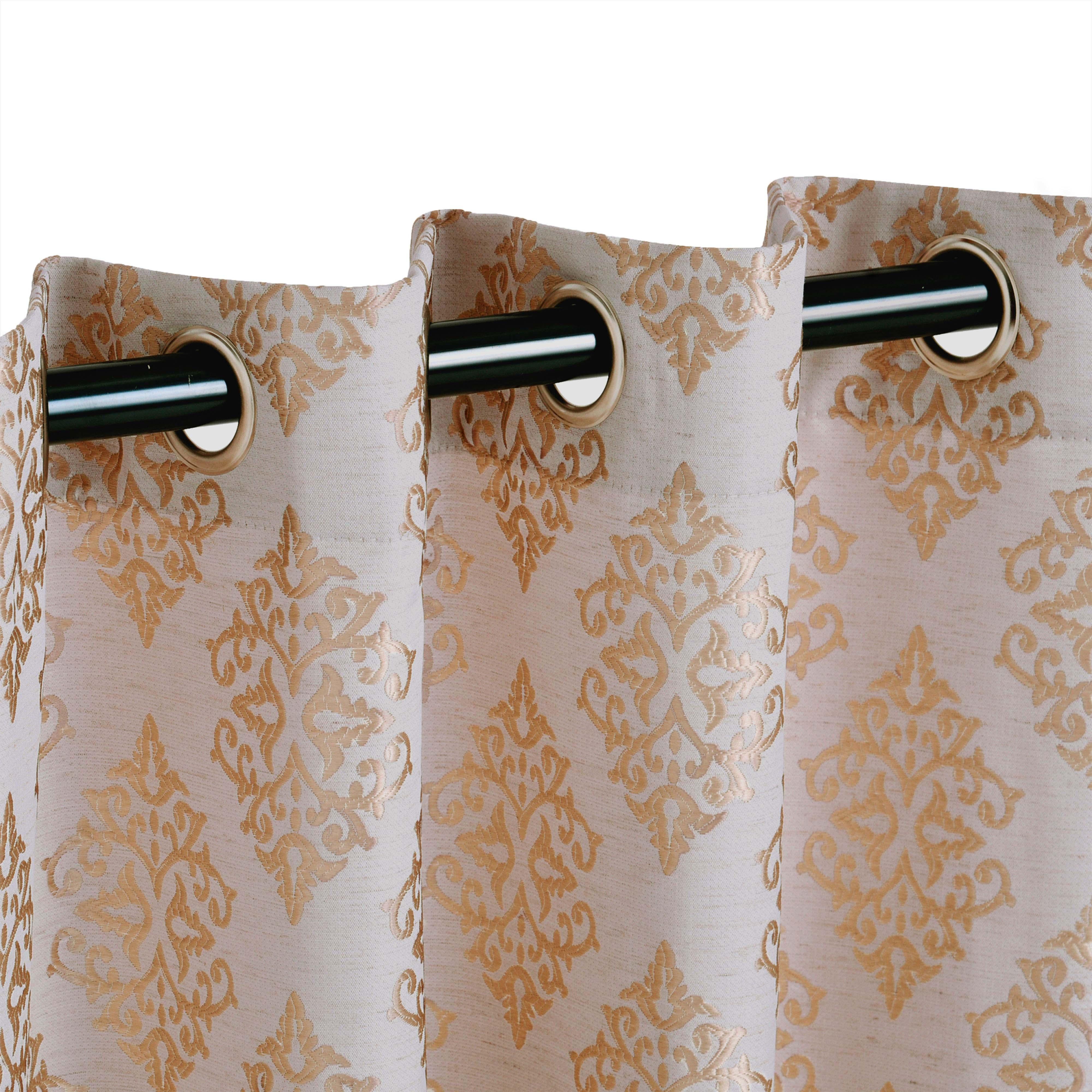 Venetian Damask Jacquard Grommet Traditional Curtain Panel Set