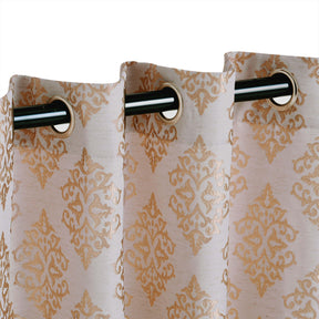 Venetian Damask Jacquard Grommet Traditional Curtain Panel Set