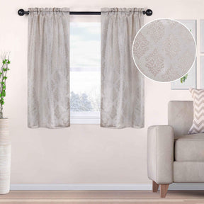 Venetian Damask Jacquard Grommet Traditional Curtain Panel Set