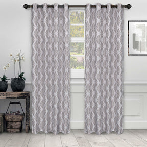 Venetian Damask Jacquard Grommet Traditional Curtain Panel Set
