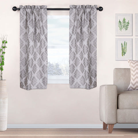 Venetian Damask Jacquard Grommet Traditional Curtain Panel Set