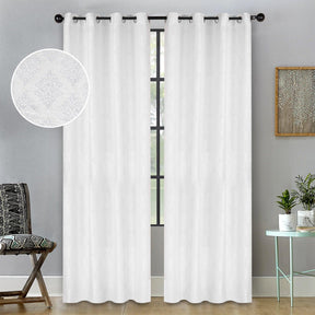 Venetian Damask Jacquard Grommet Traditional Curtain Panel Set