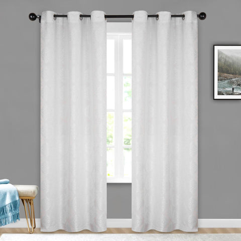 Venetian Damask Jacquard Grommet Traditional Curtain Panel Set