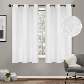 Venetian Damask Jacquard Grommet Traditional Curtain Panel Set