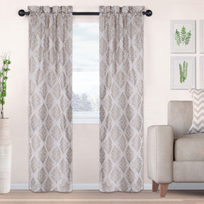 Venetian Damask Jacquard Grommet Traditional Curtain Panel Set