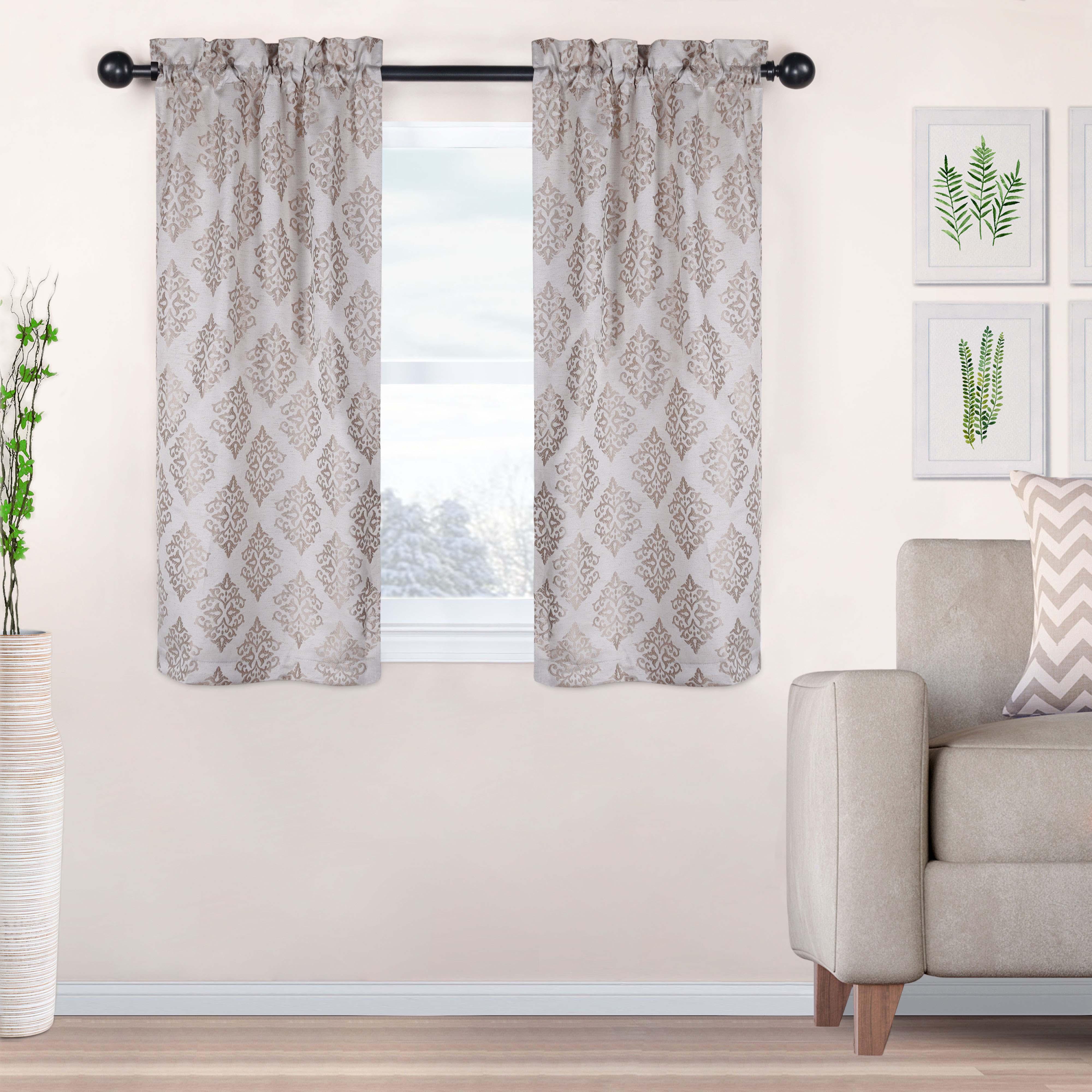 Venetian Damask Jacquard Grommet Traditional Curtain Panel Set
