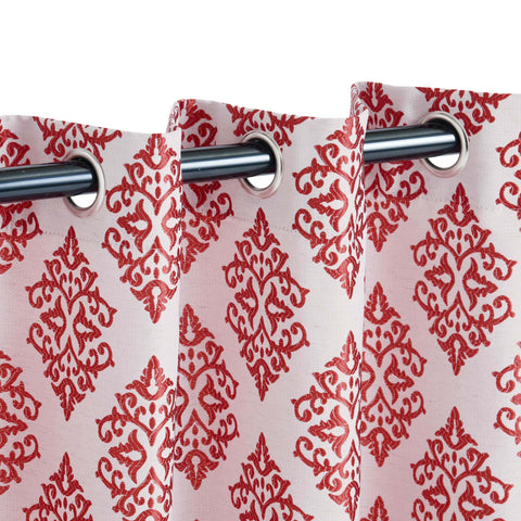 Venetian Damask Jacquard Grommet Traditional Curtain Panel Set