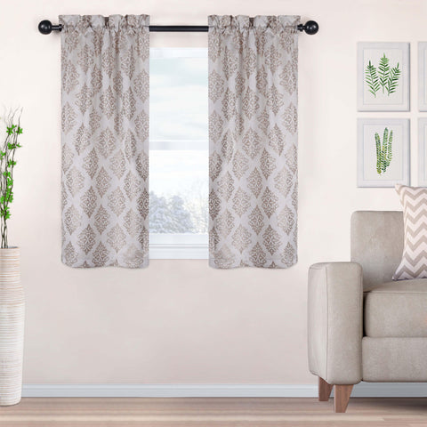 Venetian Damask Jacquard Grommet Traditional Curtain Panel Set