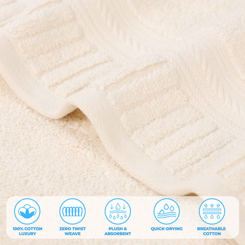 Venice Zero Twist Cotton Medium Weight Absorbent 3 Piece Towel Set